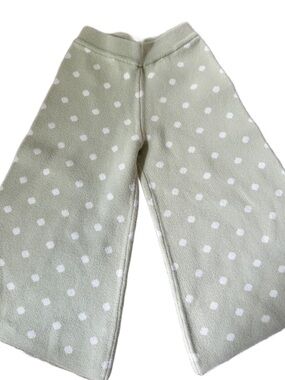 Polka Dot Knit Wide-Leg Pants by Raised by Water in Mint and White
